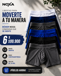 Combo 6 Bóxers NOXA - Tallas Grandes (XL a 4XL)